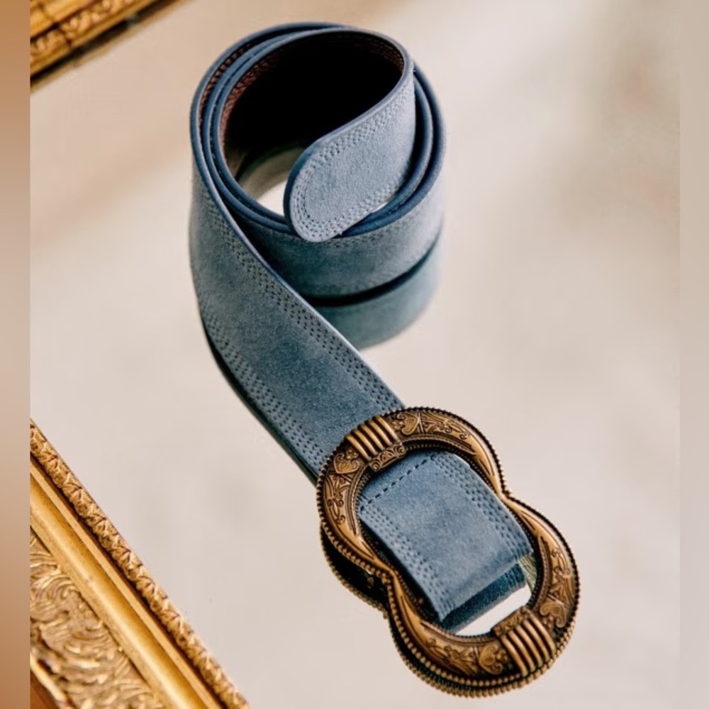 Sézane Gaia Blue Suede Leather Belt size 80